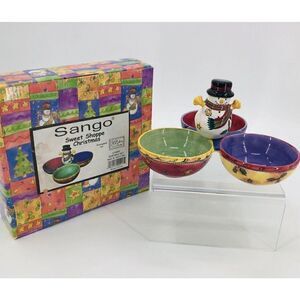 The Sweet Shoppe Christmas Sue Zipkin Sango 3 Part Snack Relish Tray Bowls NIB